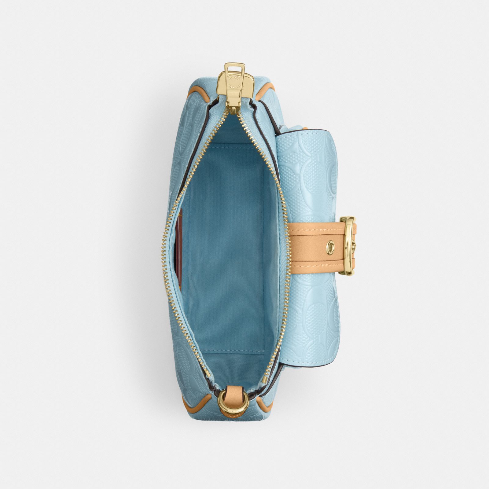 Ashton Mini Shoulder Bag In Signature Leather - Gold/Light Blue - view 4