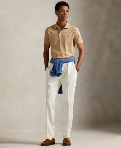 Polo Ralph Lauren Men’s Slim-Fit Soft Cotton Polo Shirt - Classic Camel Heather