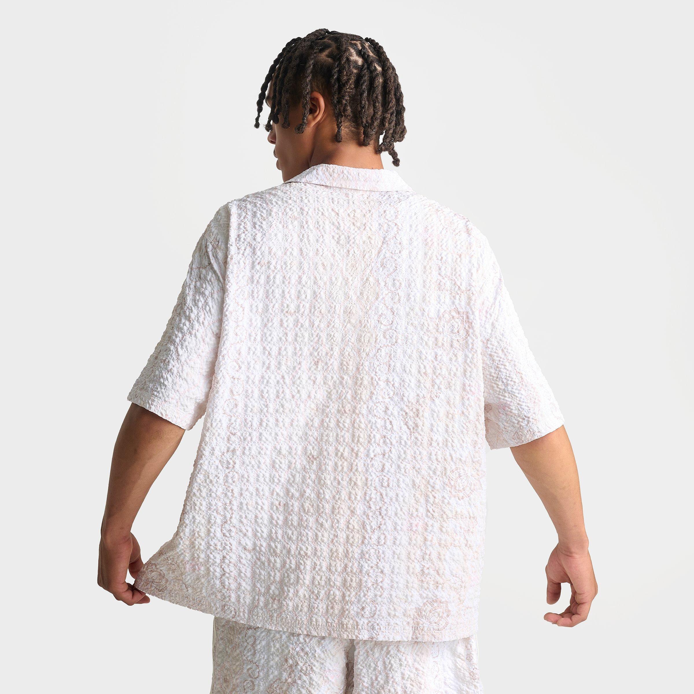 Men's adidas Originals Summer Glow Printed Seersucker Resort Shirt - Off White