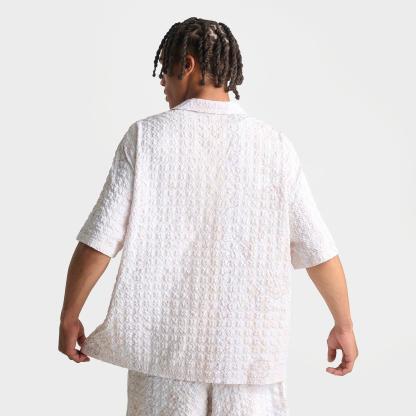 Men's adidas Originals Summer Glow Printed Seersucker Resort Shirt - Off White