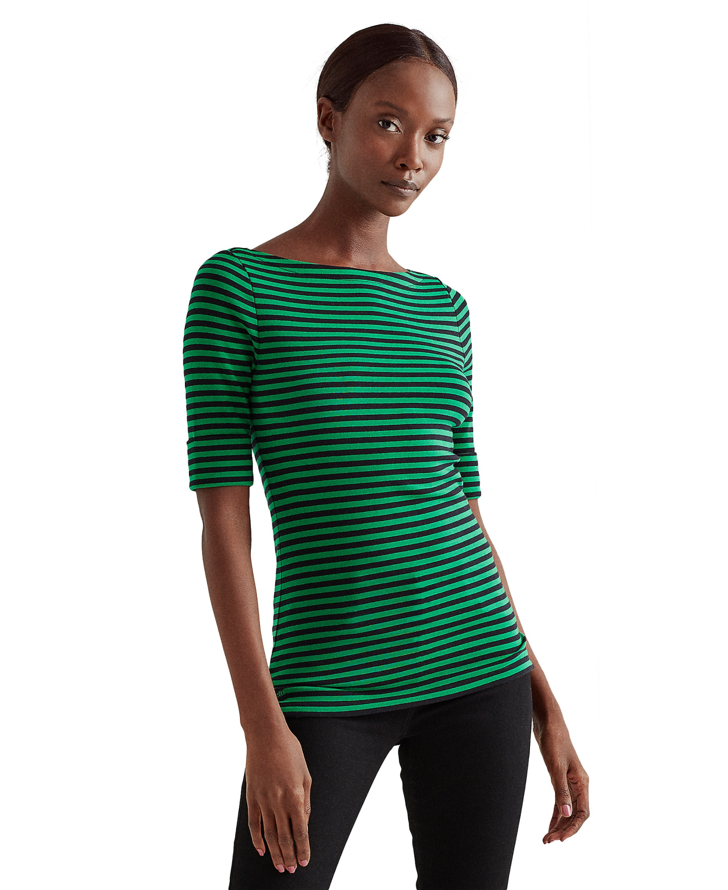 Lauren Ralph Lauren Women's Striped Boat Neck Top