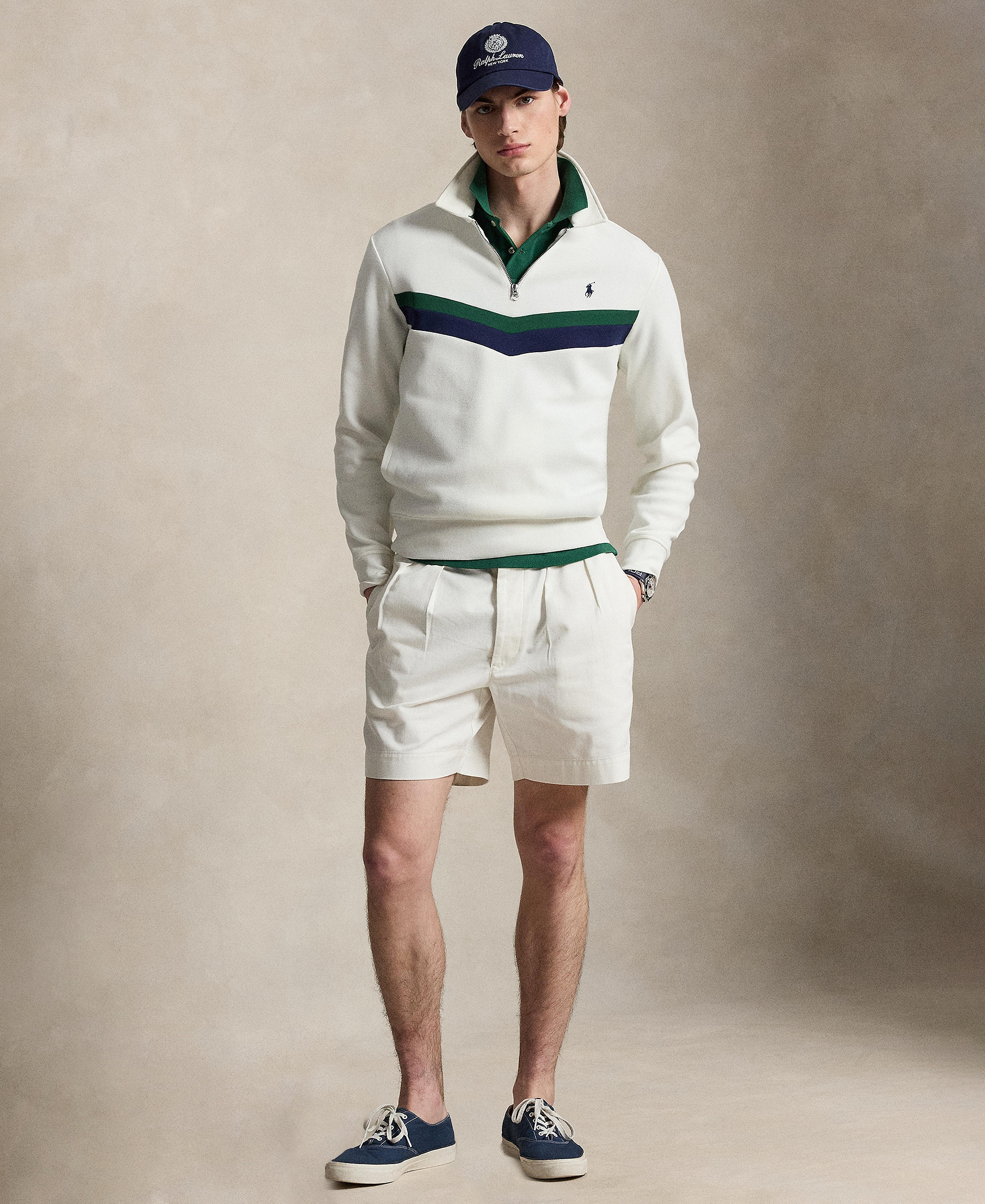 Polo Ralph Lauren Men's Double-Knit Quarter-Zip Sweatshirt - White