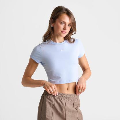 Women's Nike Sportswear Chill Knit Cropped T-Shirt - Hydrogen Blue/Sail