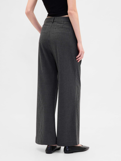 365 High Rise Pleated Trousers - Tonal grey plaid