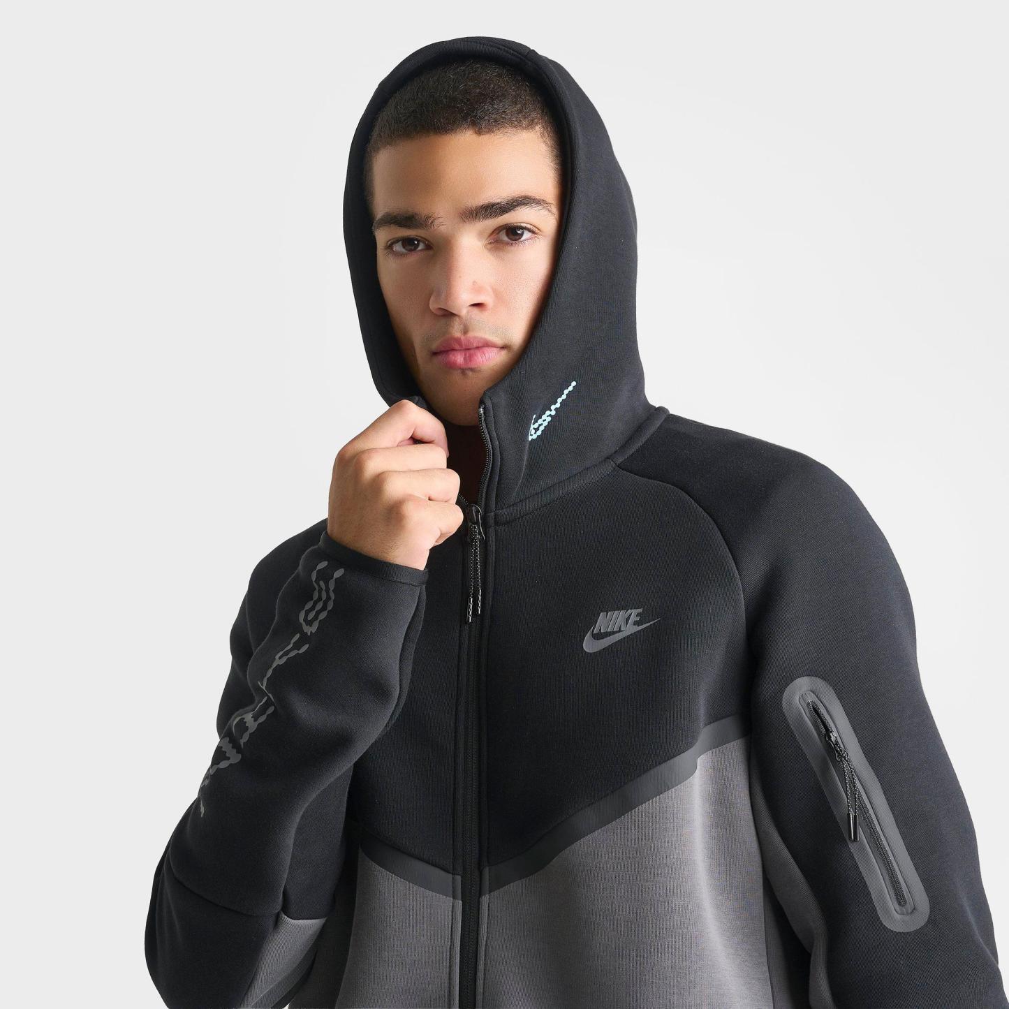 Men's Nithtke Tech Fleece Windrunner Digital Graphic Full-Zip Hoodie - Black/Iron Grey