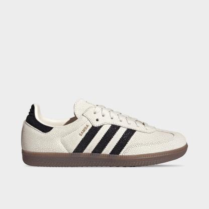 Women's adidas Originals Samba OG Casual Shoes - Part 2 - Cloud White/Core Black/Gum (KJ7435-100) - Left shoe facing left. Outside of the shoe.