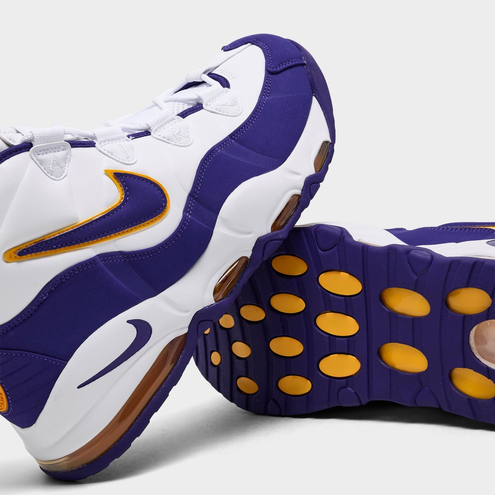 Men's Nike Air Max Uptempo Basketball Shoes - White/Court Purple/White/University Gold
