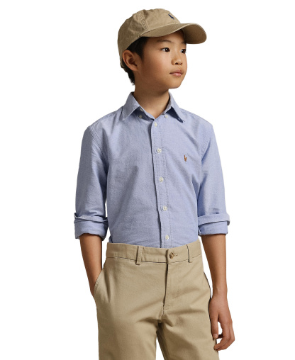 Polo Ralph Lauren 8-20 Boys' Embroidered Pony Logo Cotton Oxford Shirt - Light Blue