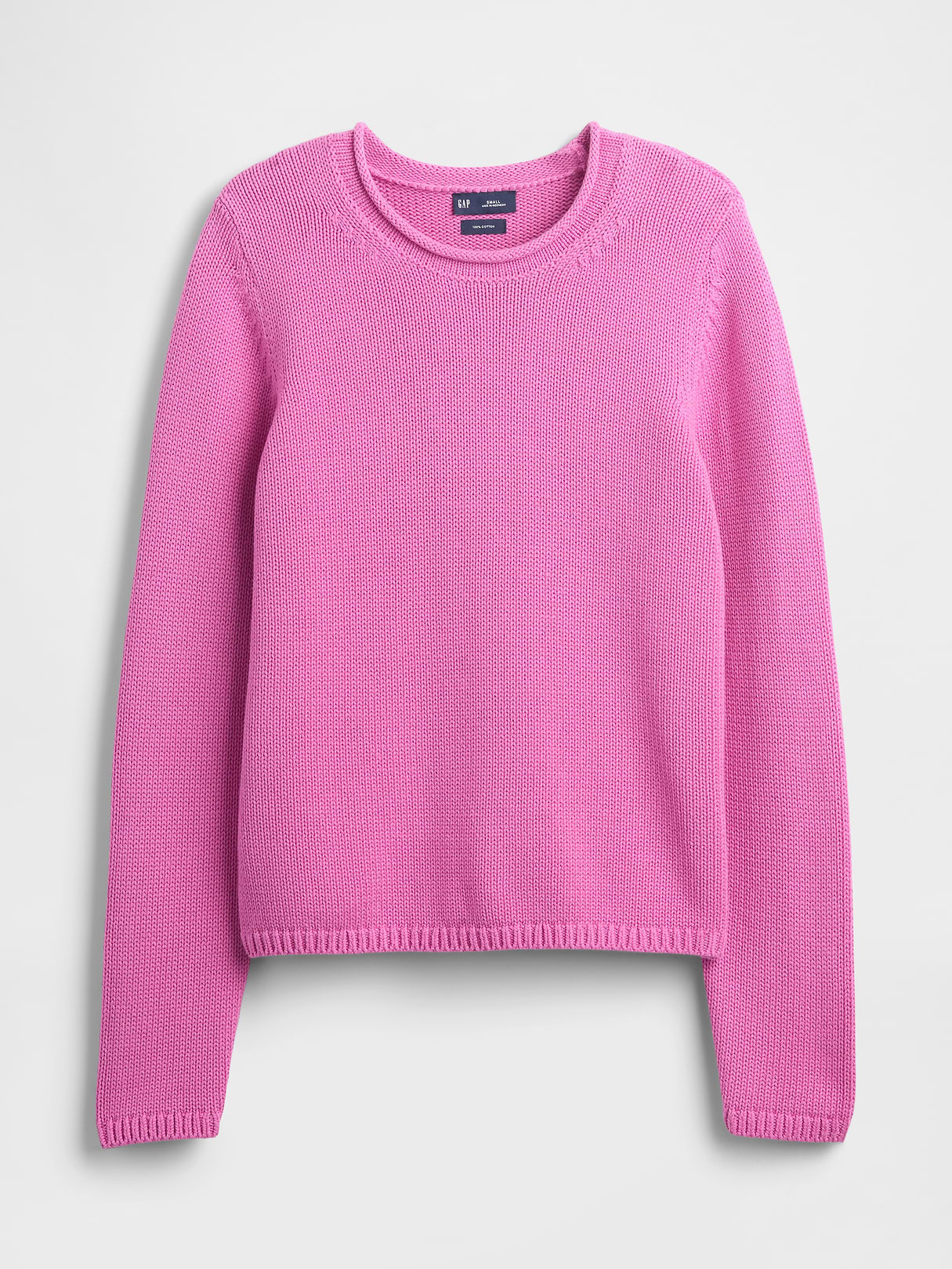 100% Cotton Rollneck Sweater - Neon pink glow