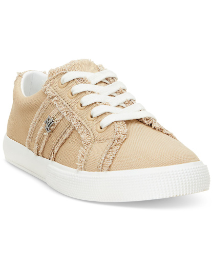 Lauren Ralph Lauren Women's Janson Frayed Canvas Sneakers - Sand Dune