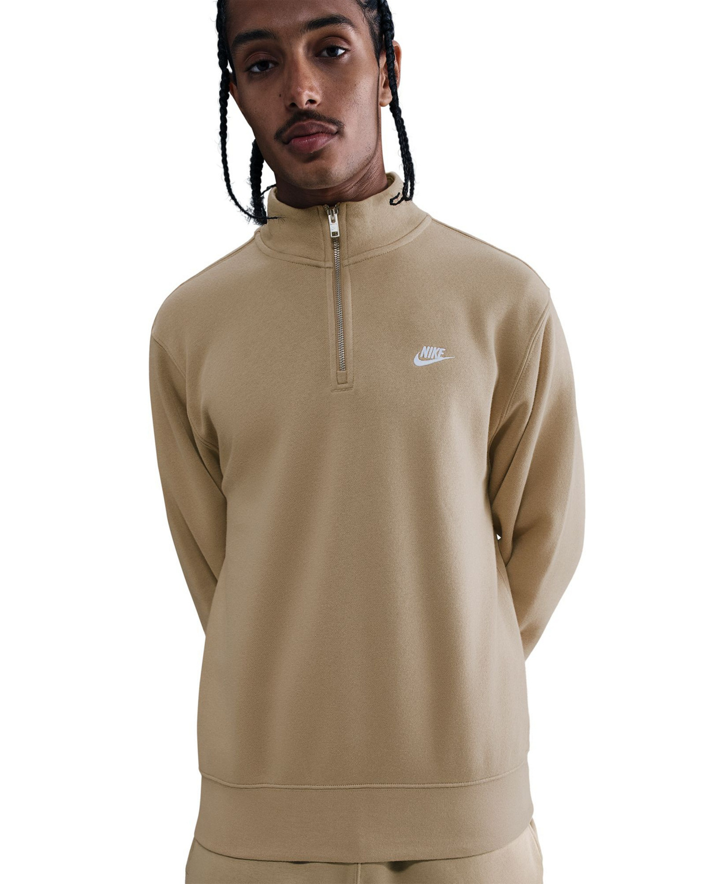 Nike Men's Sportswear Club Half-Zip Fleece Sweatshirt - Parachute Beige/White