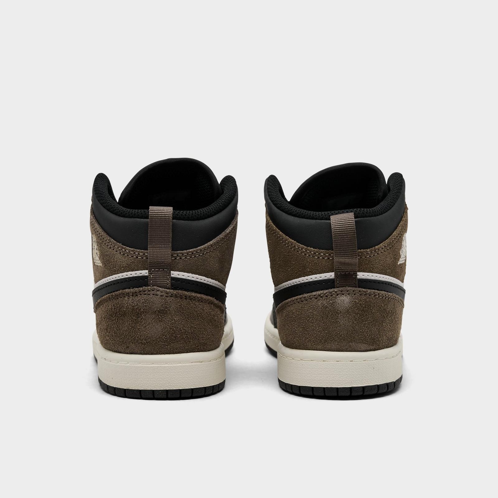 Little Kids' Air Jordan Retro 1 Mid Casual Shoes - Black/Phantom/Palomino - view 4