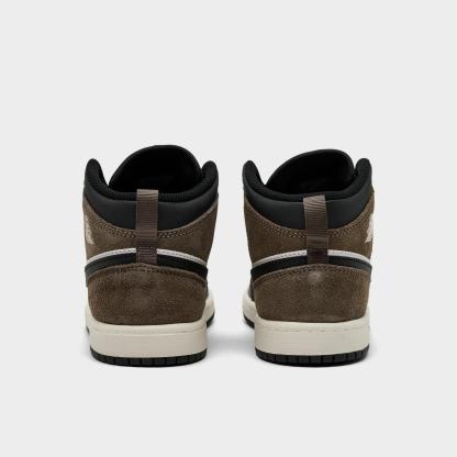Little Kids' Air Jordan Retro 1 Mid Casual Shoes - Black/Phantom/Palomino - view 4