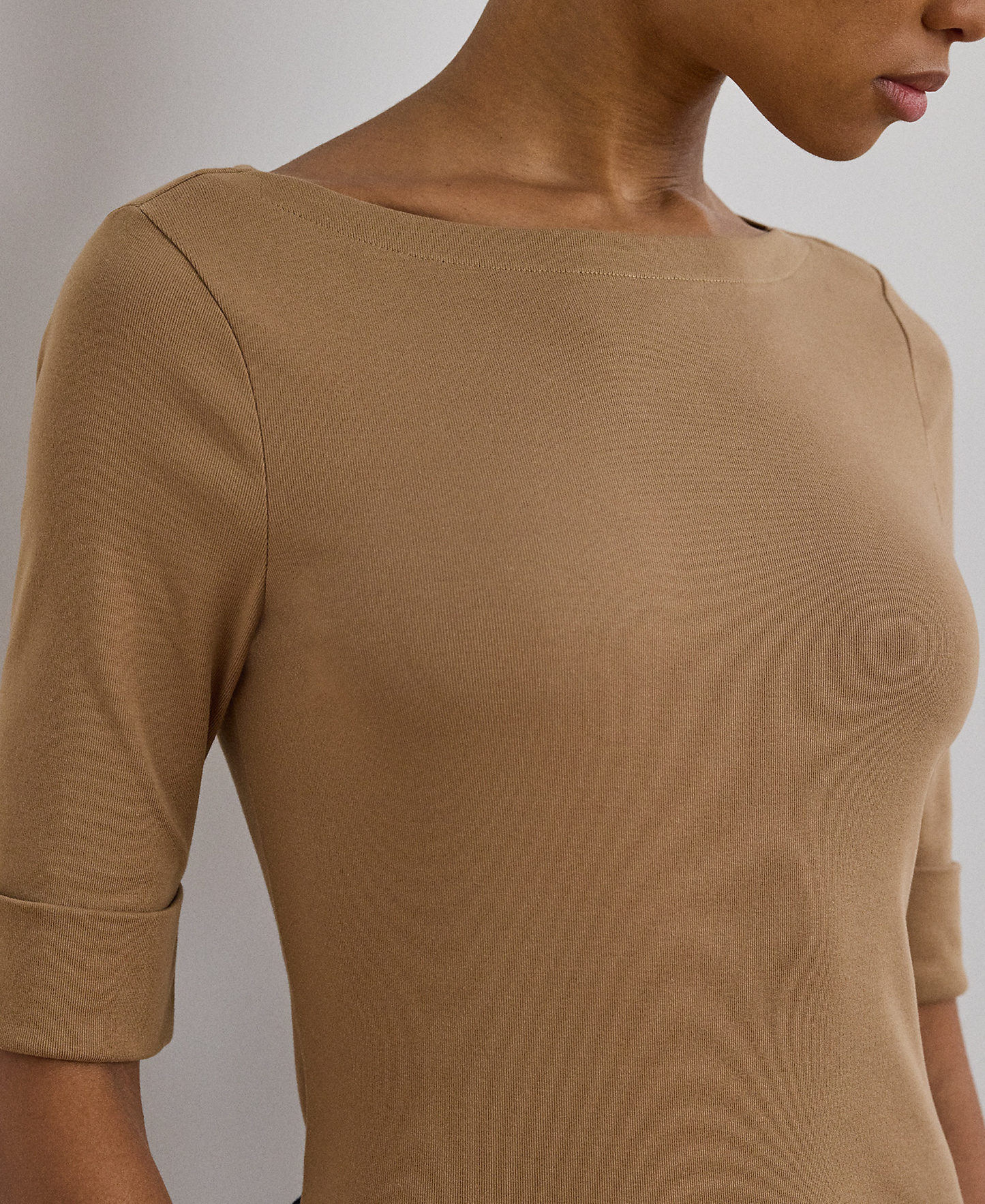 Lauren Ralph Lauren Stretch Boatneck Top - Classic Camel