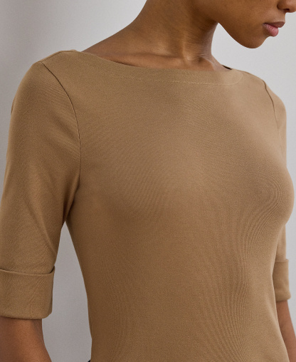 Lauren Ralph Lauren Stretch Boatneck Top - Classic Camel