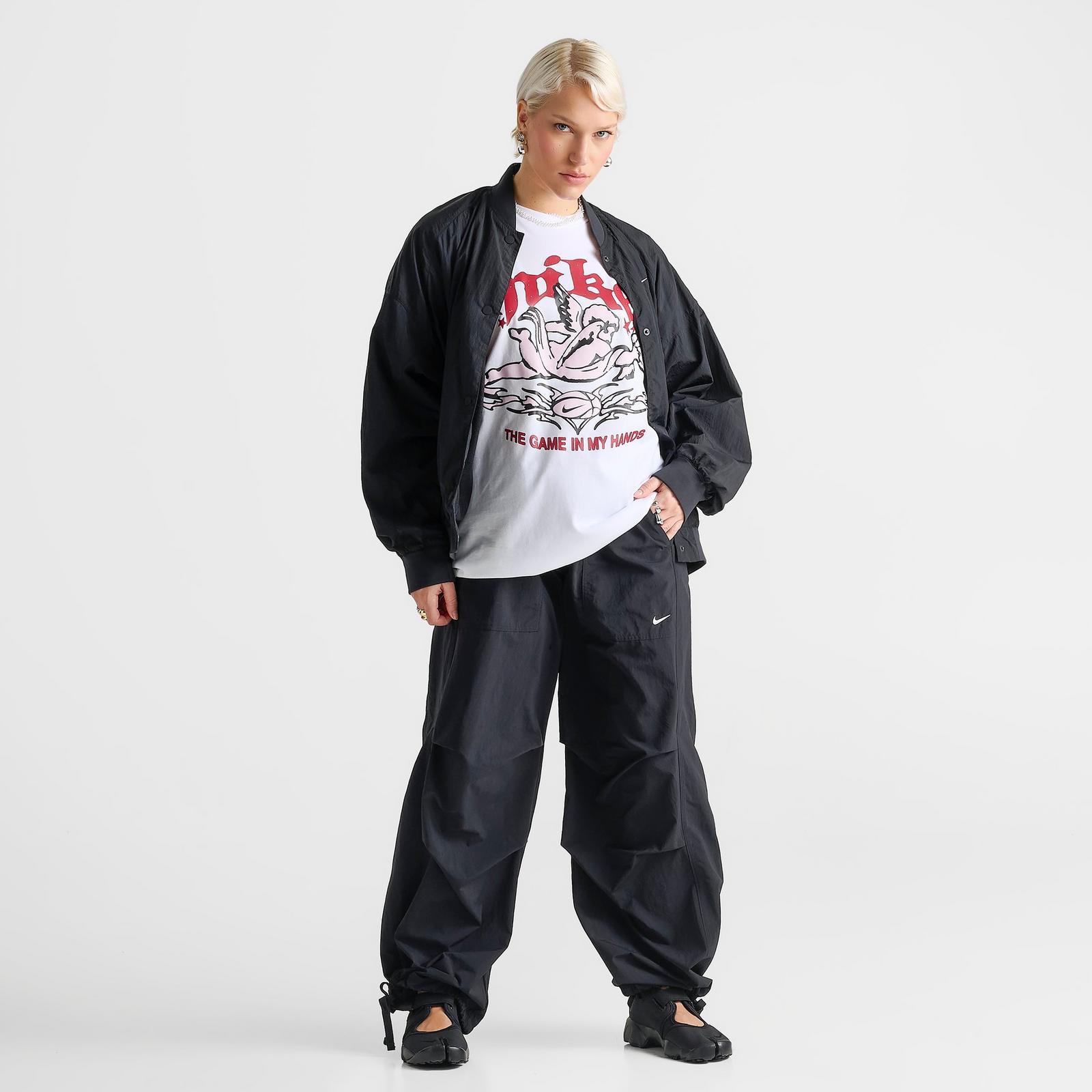 Women's Nike Sportswear Loose Mid-Rise Structured Pants - Black/Sail
