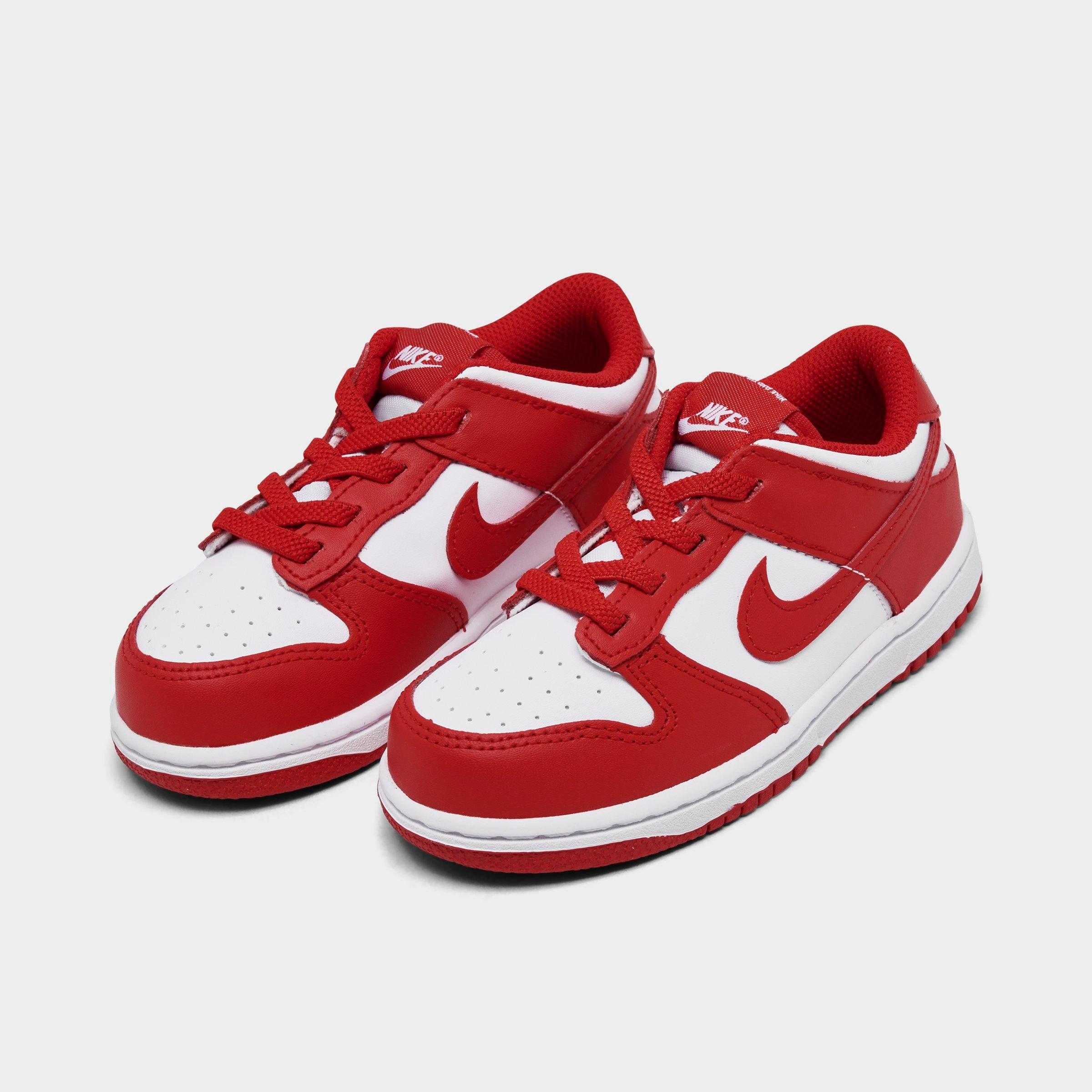Kids' Toddler Nithtke Dunk Low Casual Shoes - White/University Red/White - Both shoes facing left