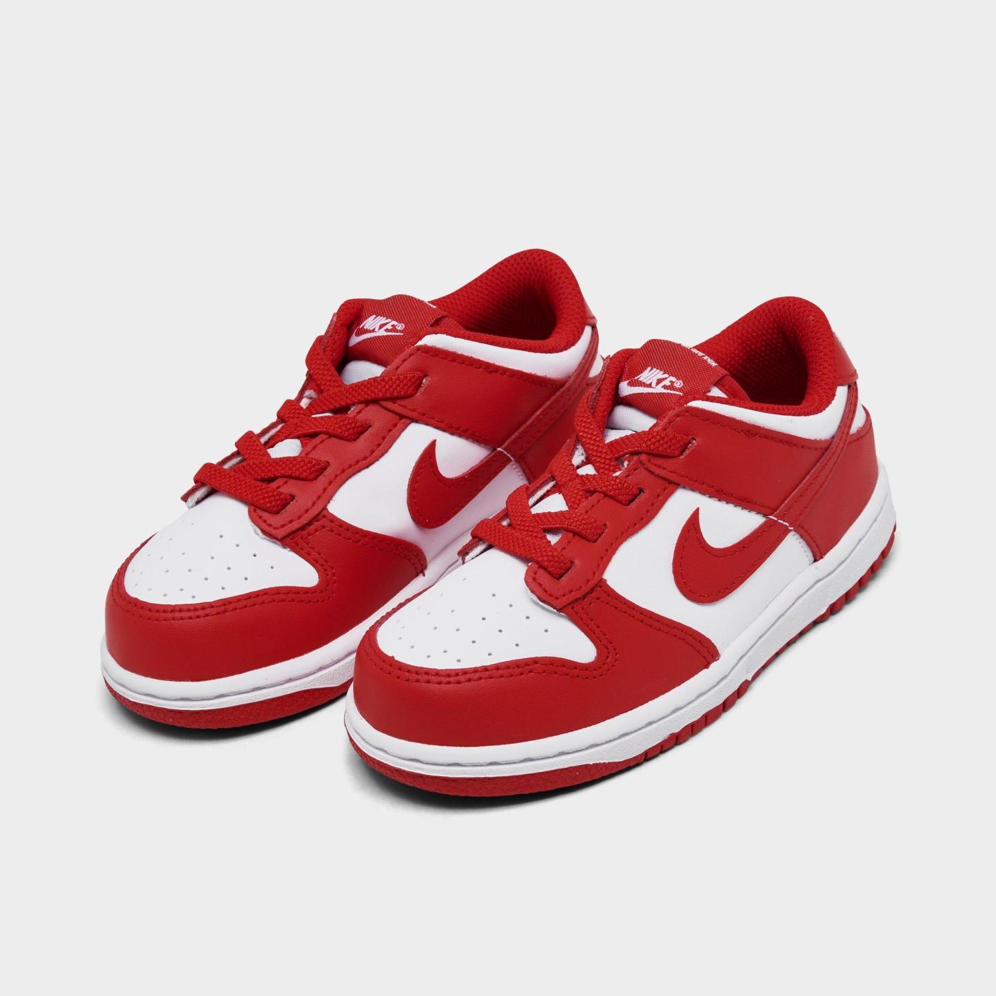 Kids' Toddler Nithtke Dunk Low Casual Shoes - White/University Red/White - Both shoes facing left