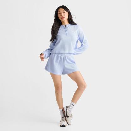 Women's Nike Sportswear Chill Waffle Oversized Long-Sleeve Henley Top - Hydrogen Blue/Sail