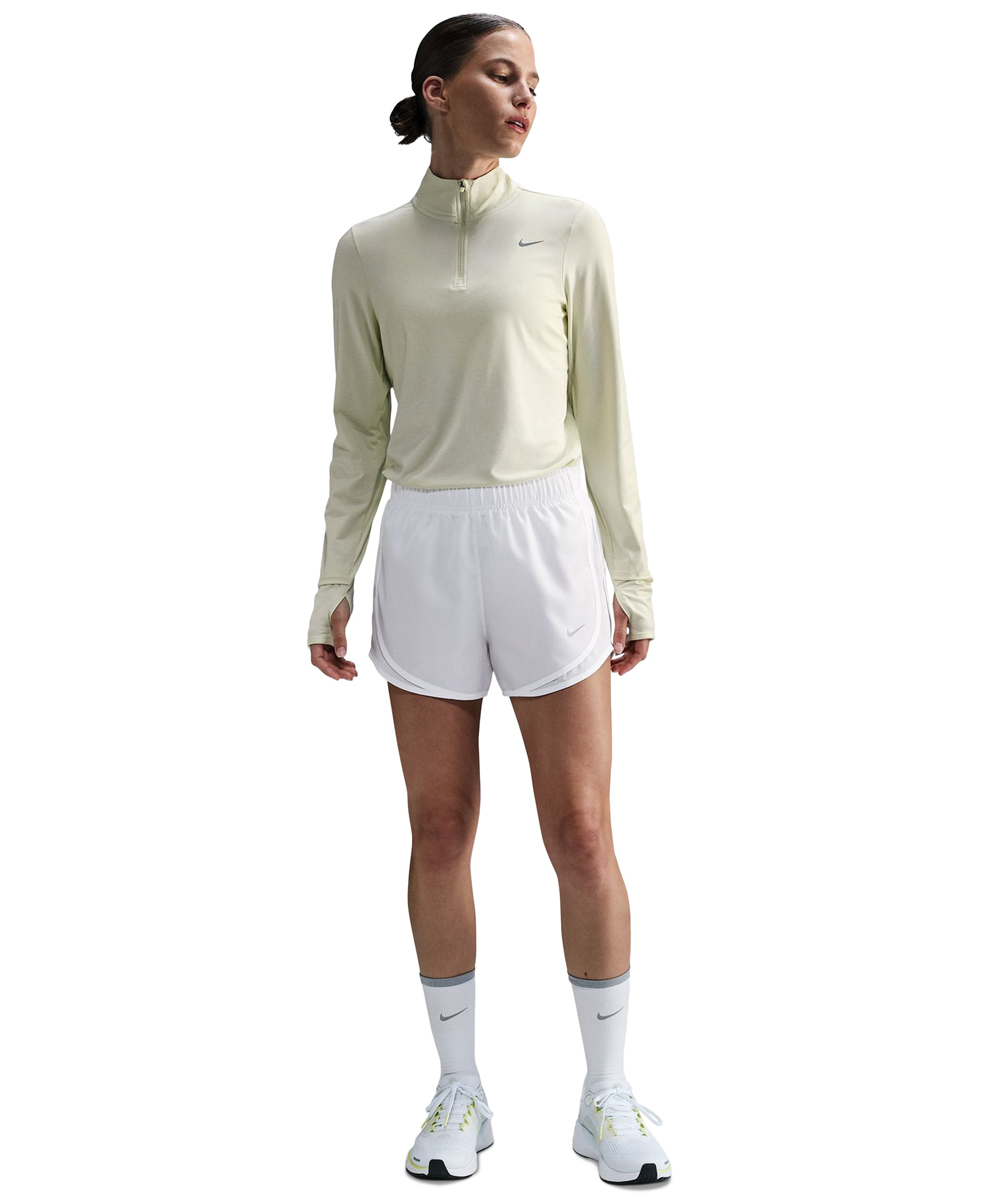 Nike Women's Tempo Dri-FIT Mid-Rise Running Shorts - White/Reflective Silver