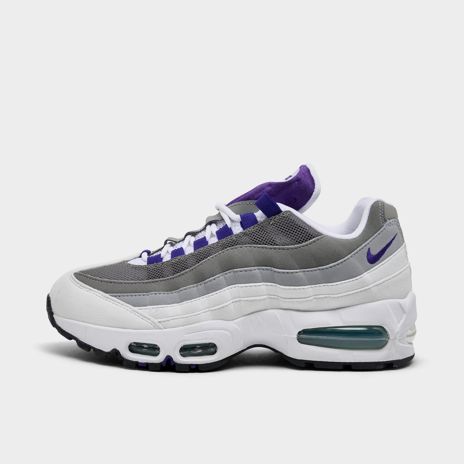 Women's Nike Air Max 95 Big Bubble Casual Shoes - White/Court Purple/Emerald Green/Wolf Grey