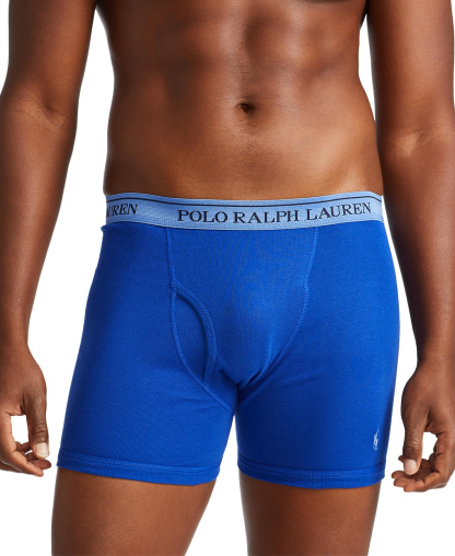 Polo Ralph Lauren Men's 3-Pack Classic Cotton Boxer Briefs - Aerial Blue / Rugby Royal / Cruise Navy