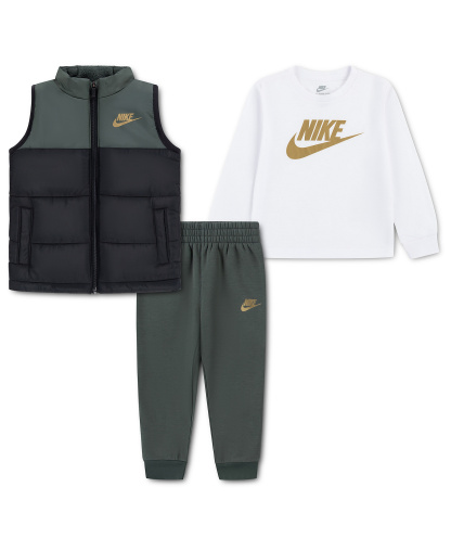Nike Toddler Boys' 2T-4T Crewneck T-Shirt, Vest and Pants, 3-Piece Set - Camo Green