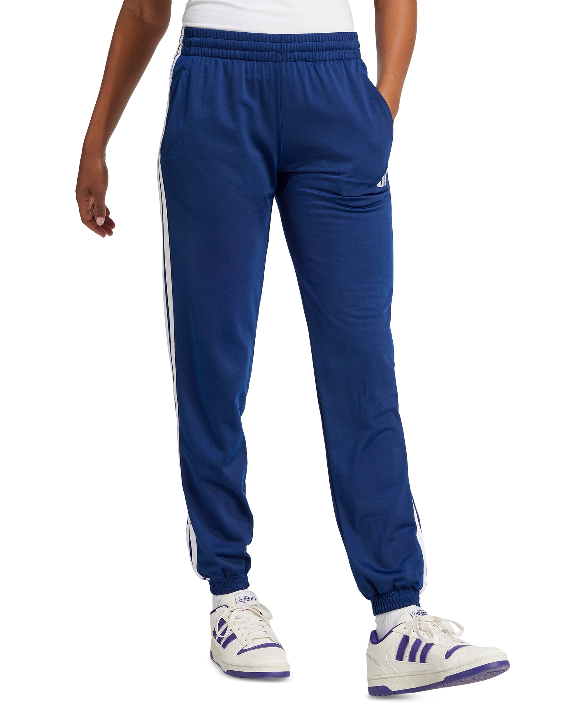 adidas Women's Tricot 3-Stripes Track Pants - Dark Blue/white