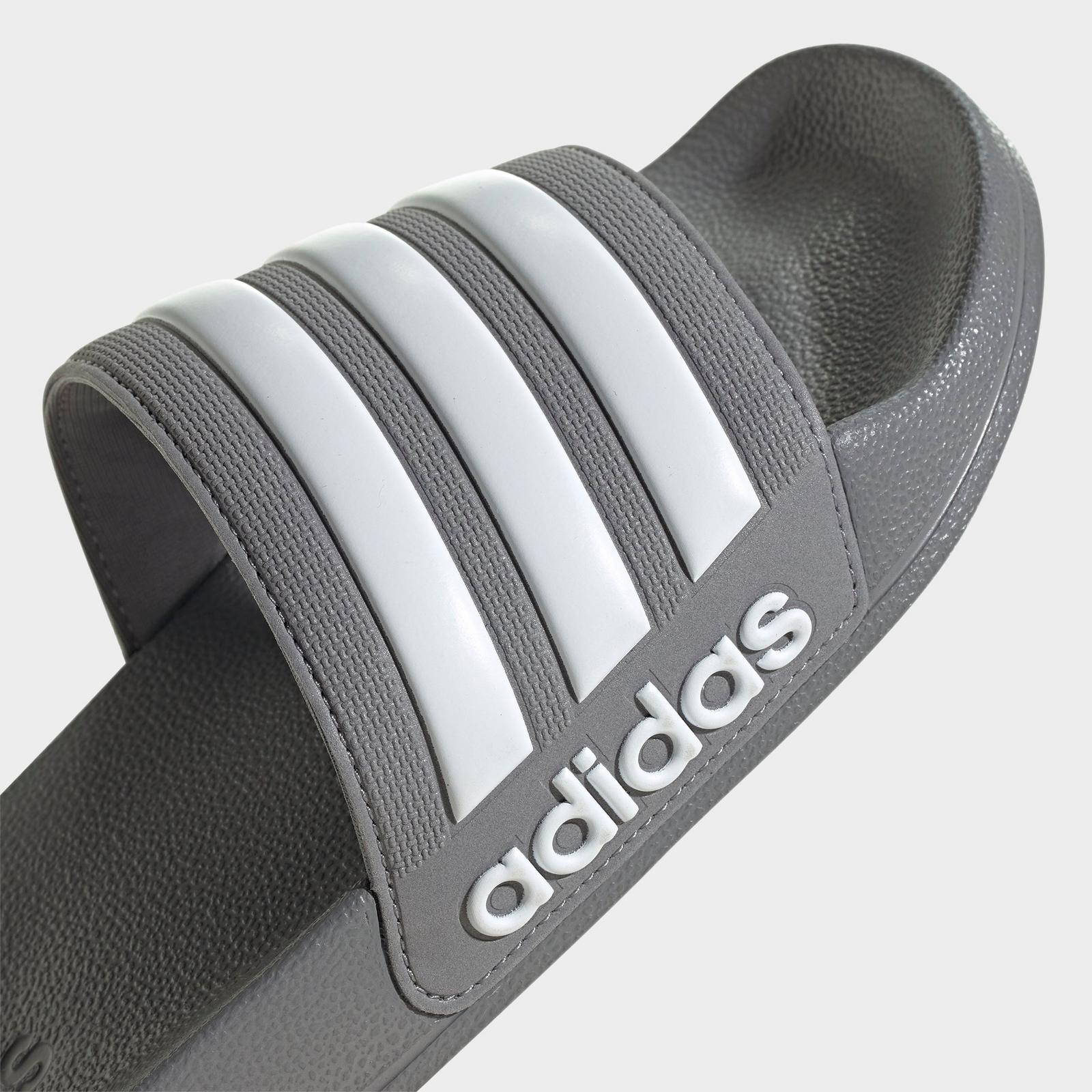 Men's adidas adilette Shower Slide Sandals - Grey/White/Grey - view 3