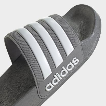 Men's adidas adilette Shower Slide Sandals - Grey/White/Grey - view 3