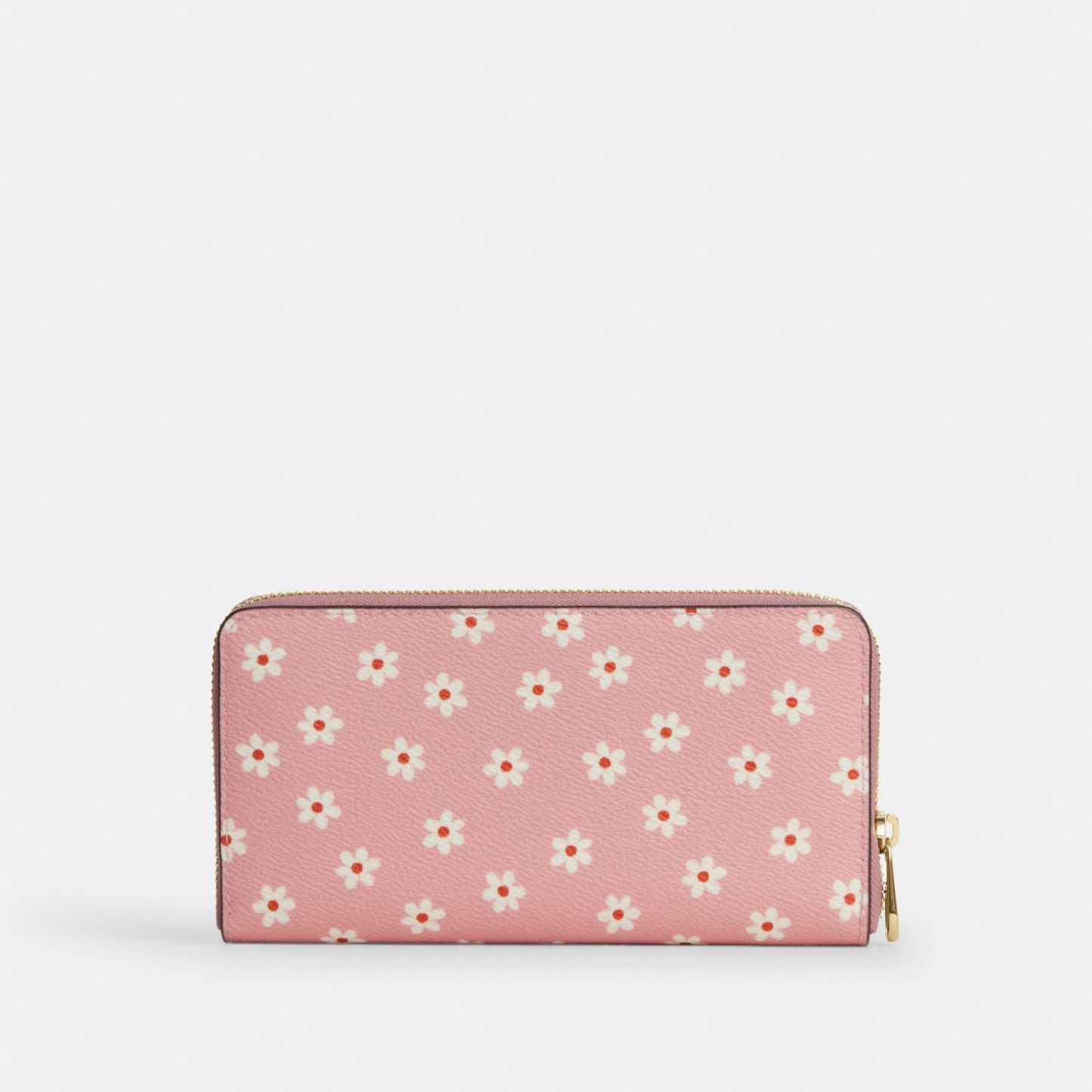 Long Zip Around Wallet With Floral Print - Gold/Pink Multi - view 5