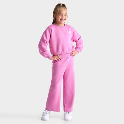 Girls' Little Kids' Nithtke Crewneck Sweatshirt and Wide Leg Sweatpants Set - Playful Pink