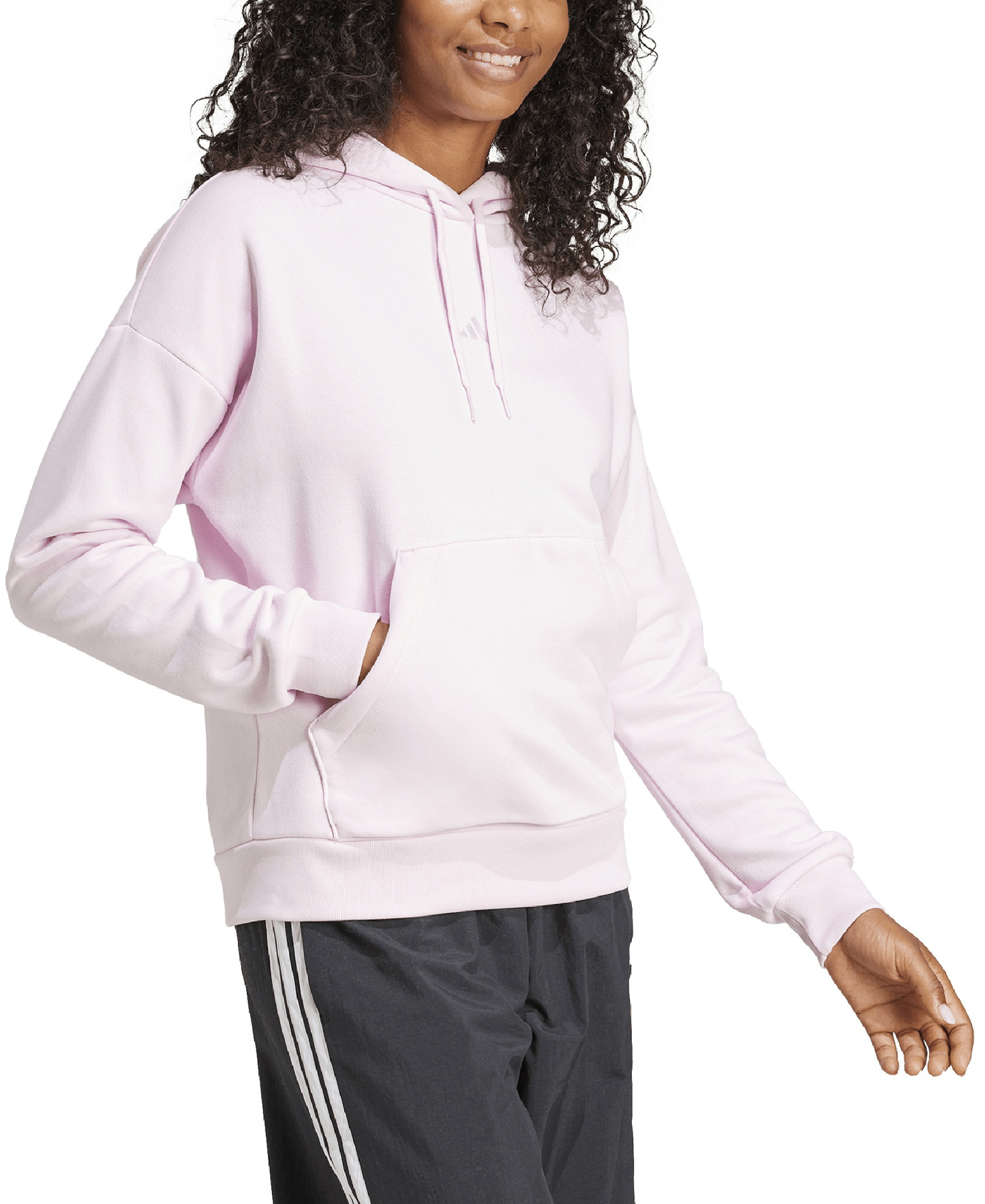 adidas Women's Essentials Long-Sleeve Logo Hoodie - Clear Pink/White