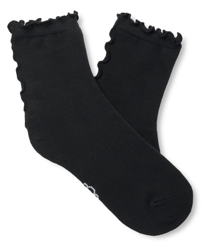 UGG Women's Karsyn Lettuce Edge Quarter Logo Socks - Black