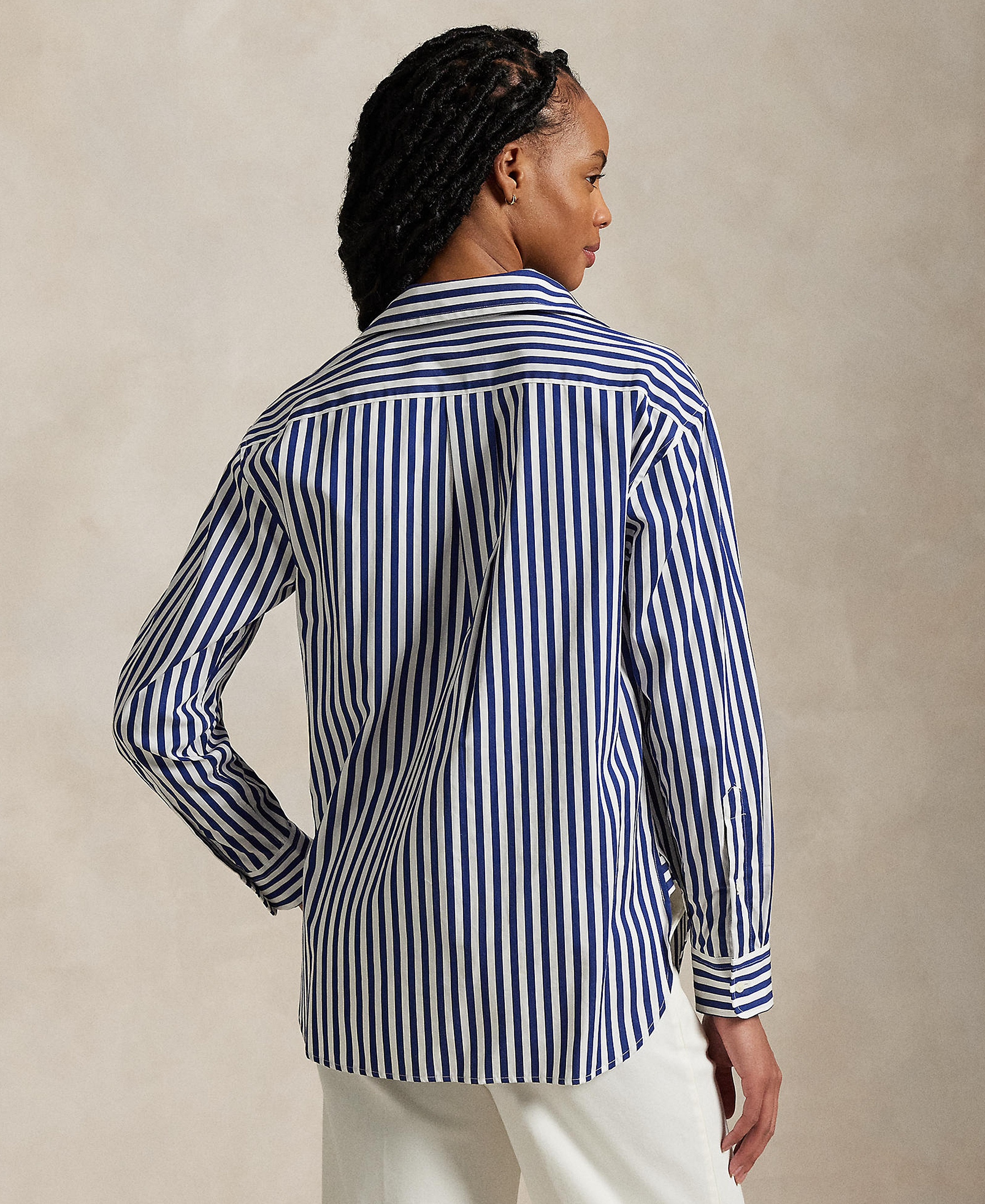 Polo Ralph Lauren Women's Relaxed-Fit Striped Cotton Shirt - Fall Royal/White