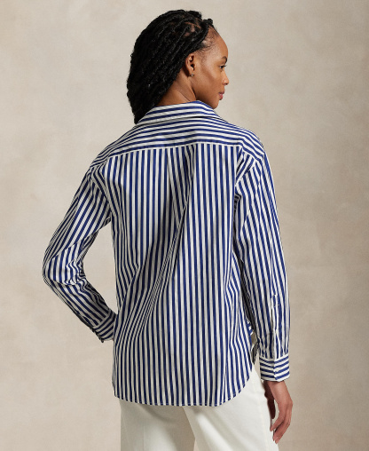 Polo Ralph Lauren Women's Relaxed-Fit Striped Cotton Shirt - Fall Royal/White