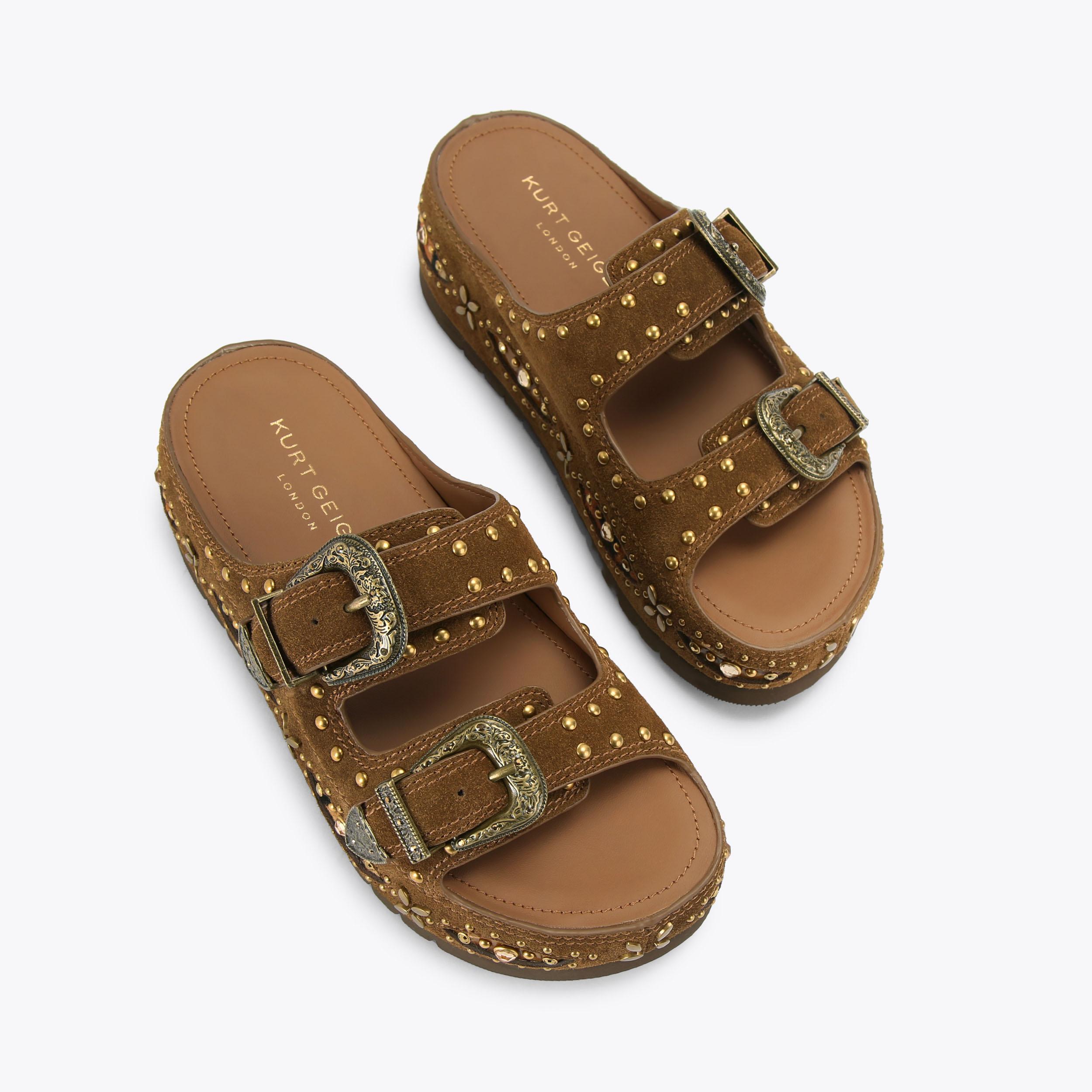 Kurt Geiger London Westerm Buckle Platform Sandal - Brown - view 3