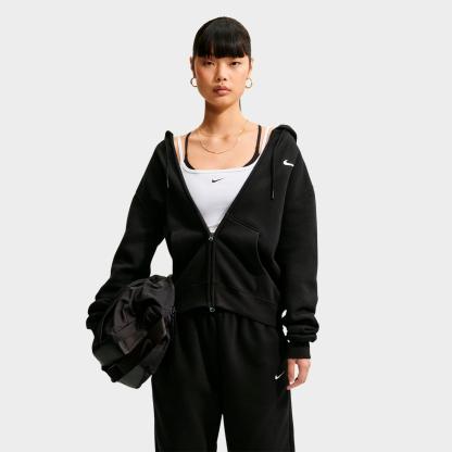 Women's Nithtke Studio Fleece Medium-Weight Full-Zip Hoodie - Total Black/Sail