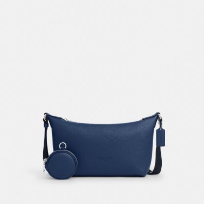 Small Finn Crossbody Bag With Pouch - Silver/Deep Blue