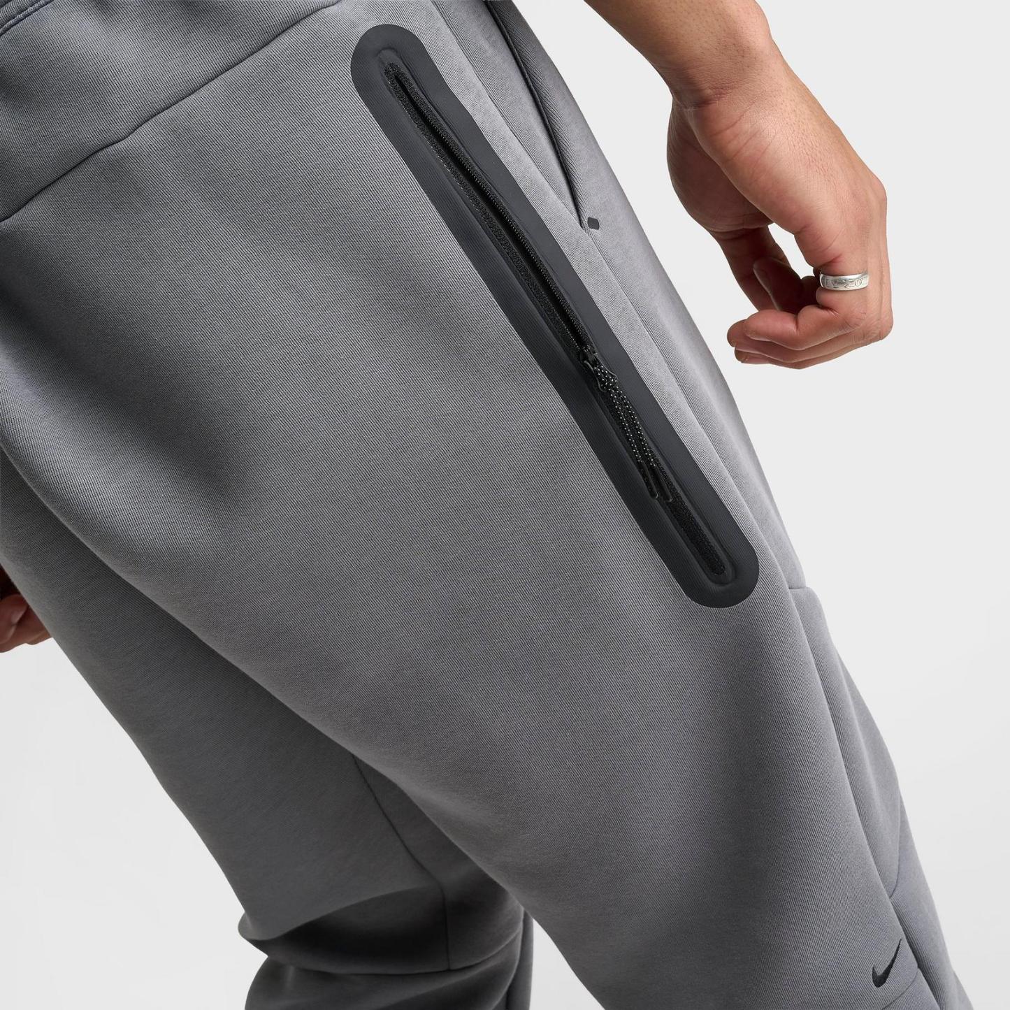 Men's Nike Tech Fleece Jogger Pants - Smoke Grey/Fire Red