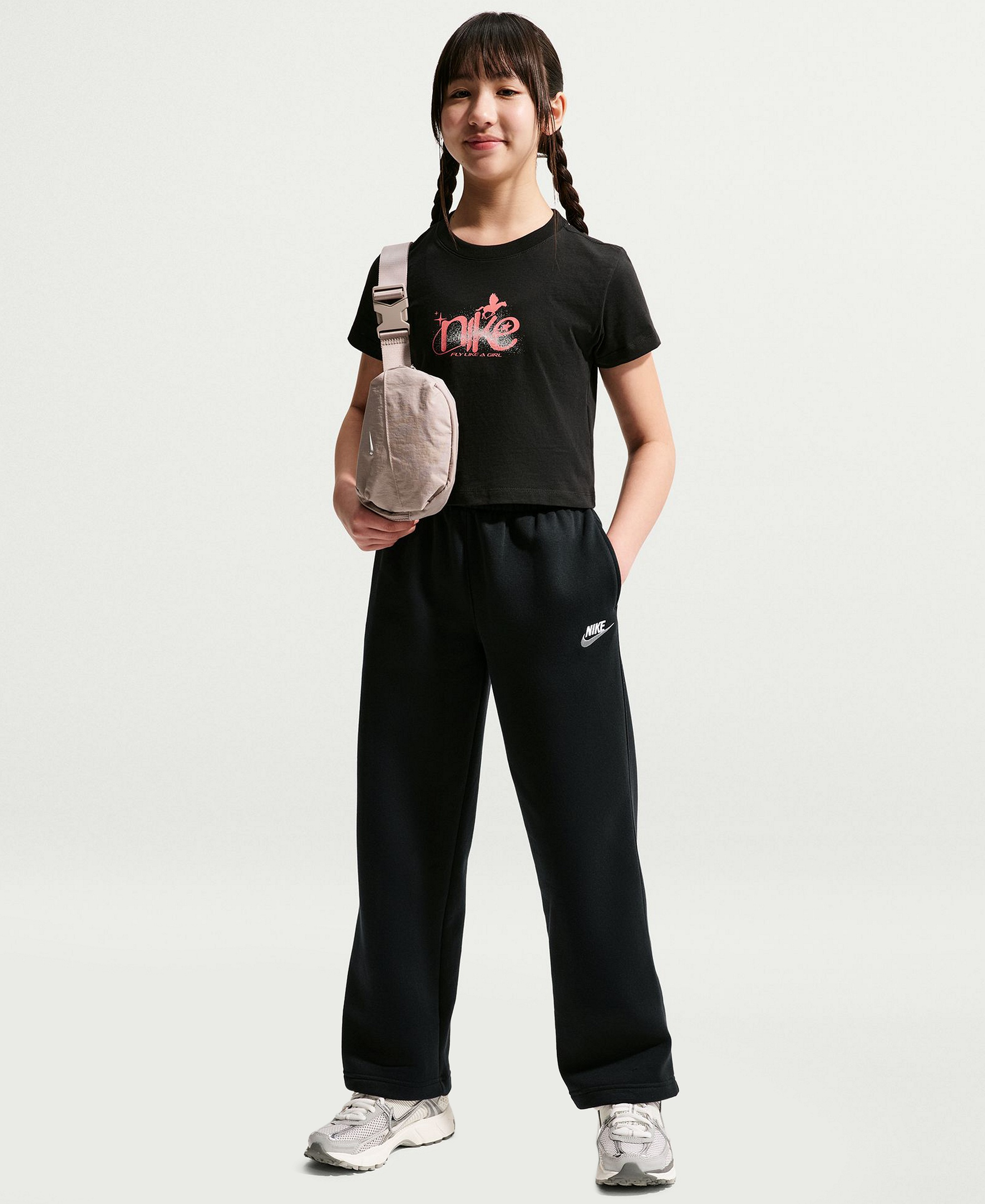Nike Girls' and Boys' 7-20 Sportswear Loose Open-Hem Pants - Black/wlfg