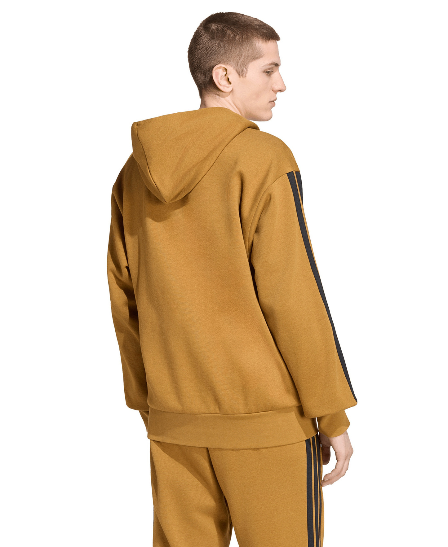 adidas Men's Regular-Fit 3-Stripes Full-Zip Fleece Hoodie - Bronze Strata