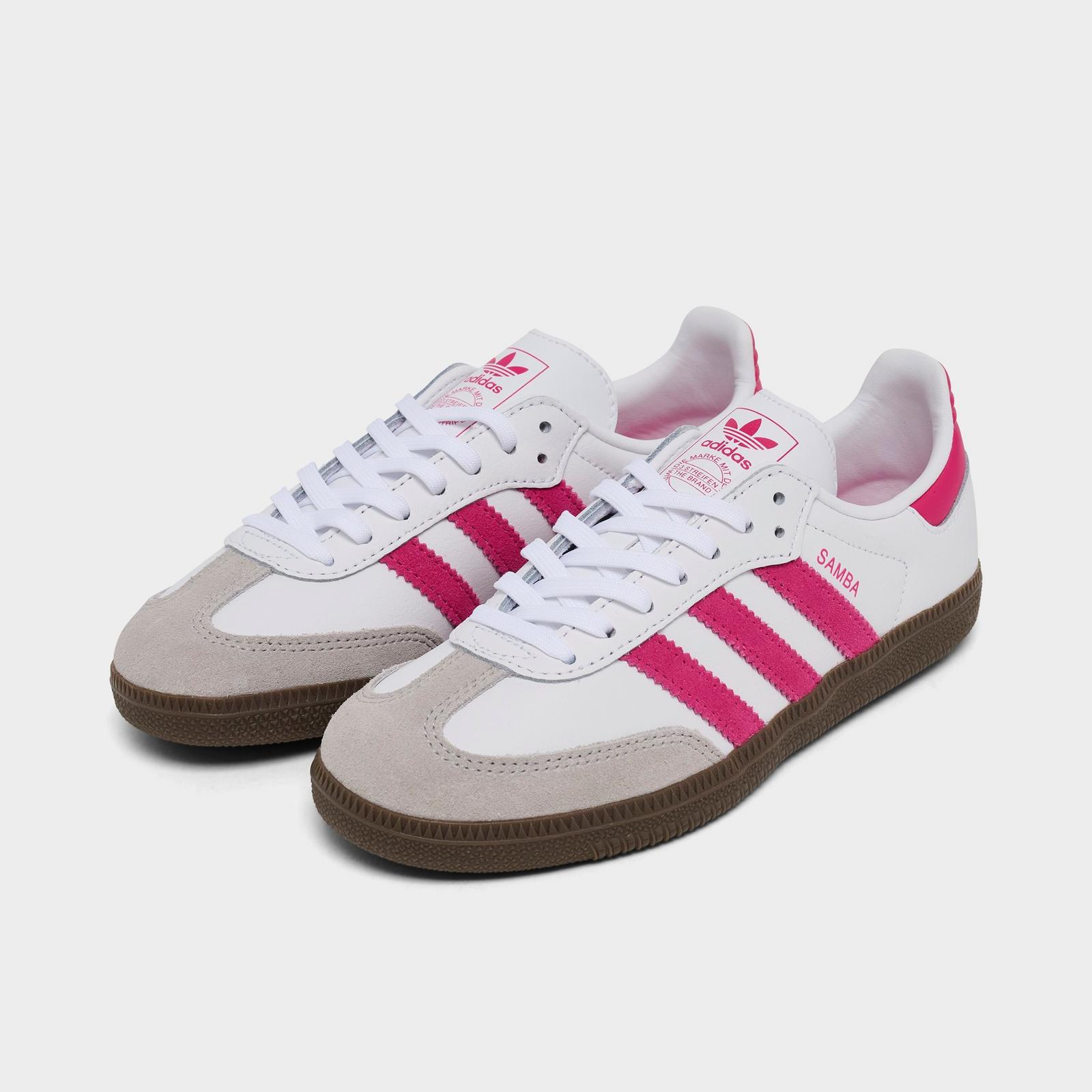 Little Kids' adidas Originals Samba OG Casual Shoes - Footwear White/Real Magenta - view 2