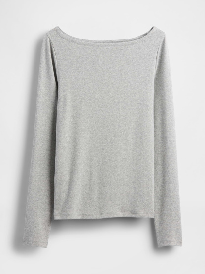 Modern Boatneck T-Shirt - Light heather grey