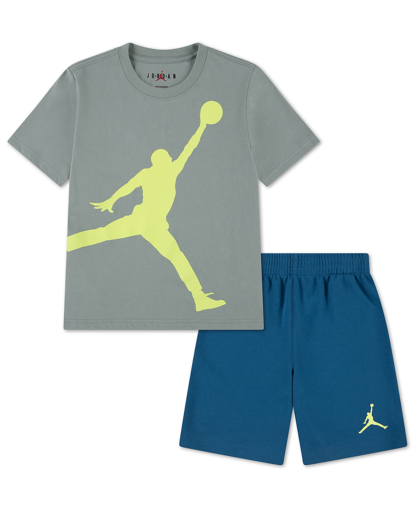 Jordan Boys' 4-7 Jumbo Jumpman T-Shirt and Shorts, 2-Piece Set - Green Abyss