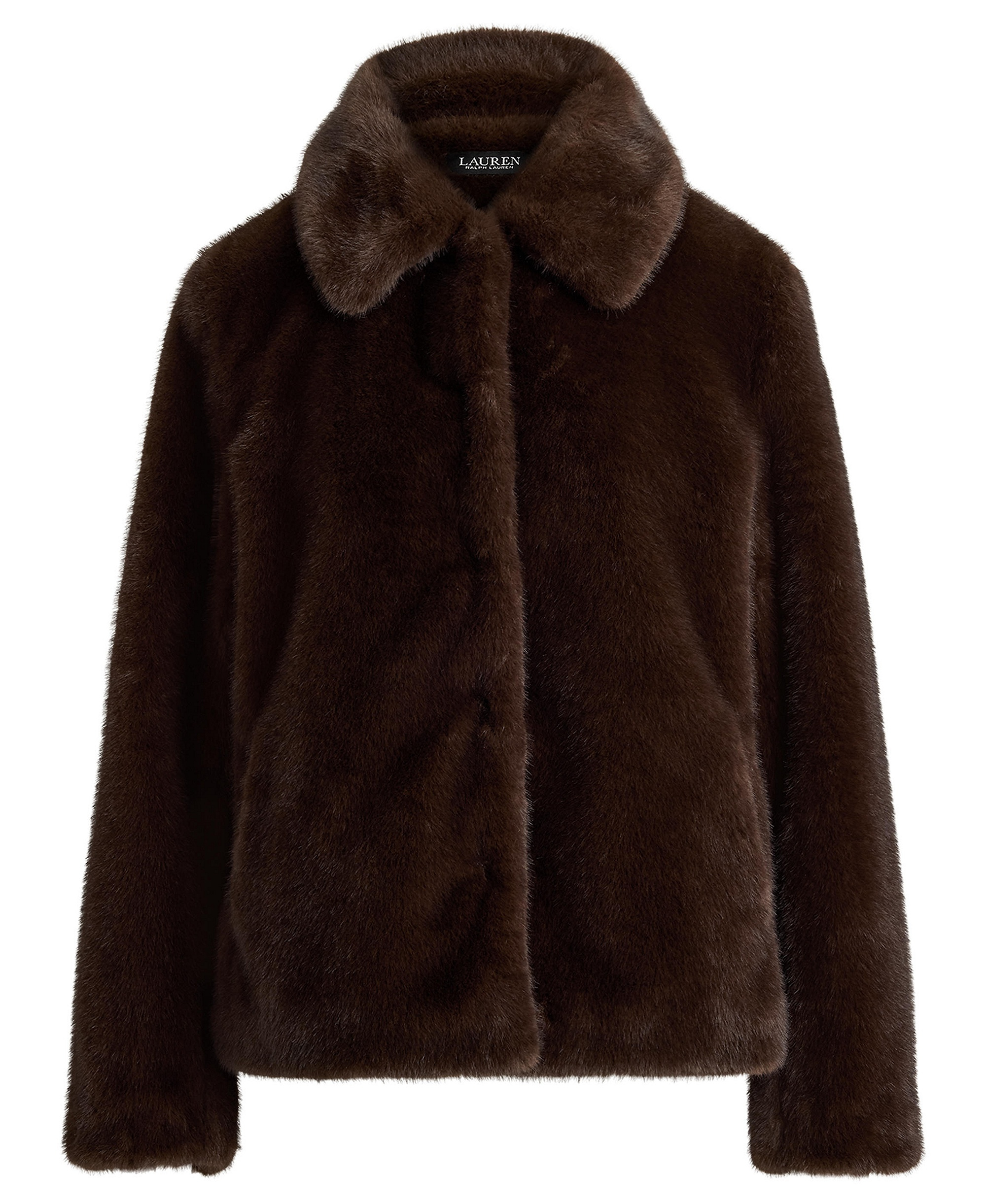 Lauren Ralph Lauren Women's Faux-Fur Collared Lined Coat - Brown