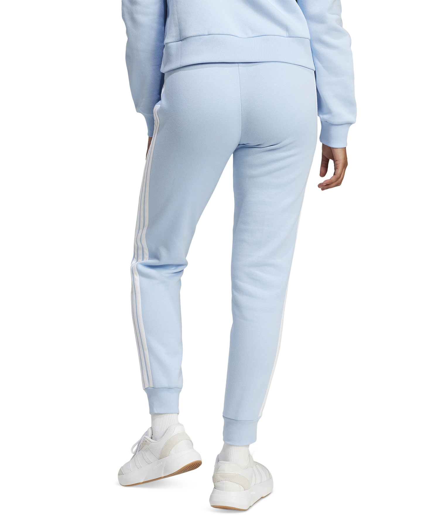 adidas Women's Essentials Three Stripes Fleece Slim Pants - Glow Blue/white