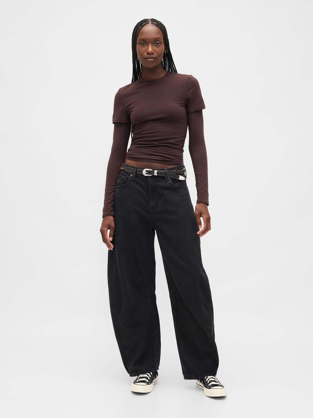 High Rise UltraSoft Crossover Horseshoe Jeans - Black wash