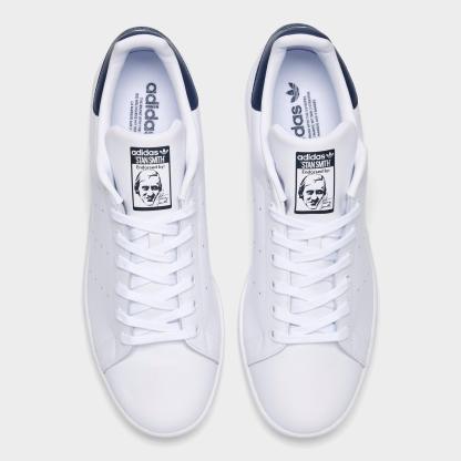 Men's adidas Originals Stan Smith Casual Shoes - Core White/Core White/Dark Blue - Top view