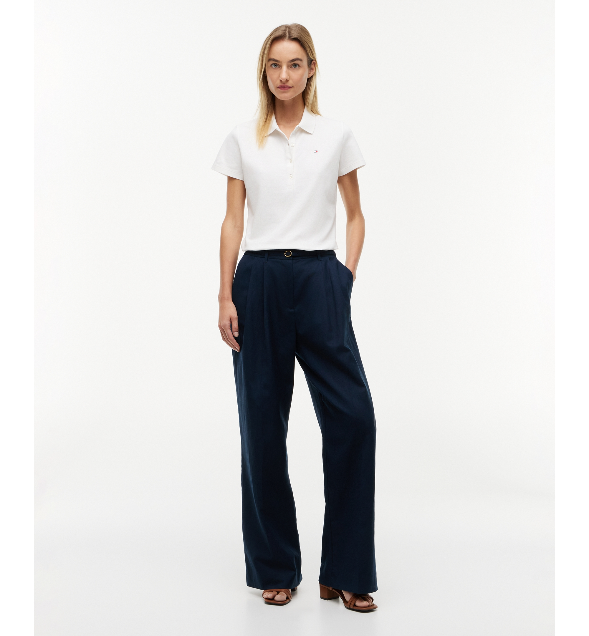 Tommy Hilfiger Women's Classic Pique Short-Sleeve Polo T-Shirt - Dark Night Navy/Ecru Stripe
